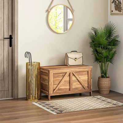 Organizador de cofre de almacenamiento de granja de 19", roble marrón Foto 1 de 4