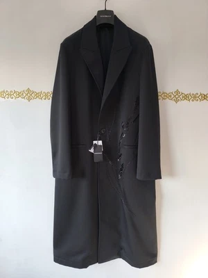 Emporio Armani Sequin 100% Virgin Wool Chester Coat Size 48 Black - Image 1 of 4