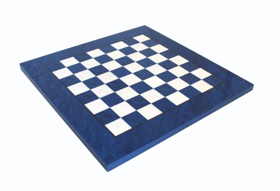 Italfama Brillant Bleu Bois Échecs Board 51x51cm, 5cm Carrés, Fait Main Italie - Photo 1/1