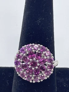 Anillo Botón Redondo Granate Rodolita 925 De Colección Plata Esterlina 925 Talla 8 India SAM - Imagen 1 de 10
