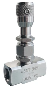 Needle stainless steel 1/8" NPT 3mm orifice, micro flow control regulating Valve - Picture 1 of 4