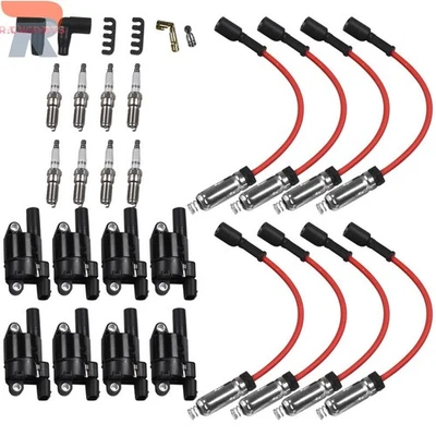 Paquete de 8 bobinas de encendido + bujía + cable para Chevy Silverado 1500 Sierra 1500 14-20 Foto 1 de 4