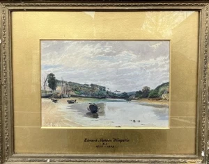Antique Watercolour Painting EDMUND MORRISON WIMPERIS 1835-1900 Low Tide - Picture 1 of 11
