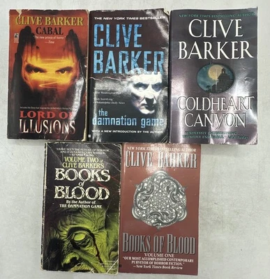 Clive Barker Lot 5 Horror Novels Books of Blood 1 3 Cabal Damnation Game Canyon Foto 1 de 4