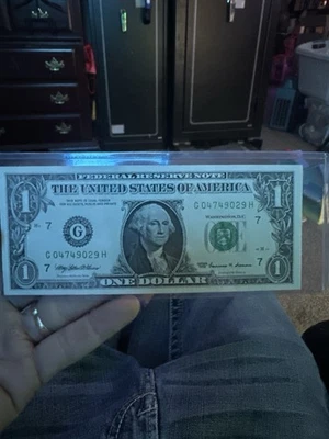 Error Mis Printed $1 Dollar Bill With Colorized 2 Dollar Printed On Back Of Bill - Image 1 of 2