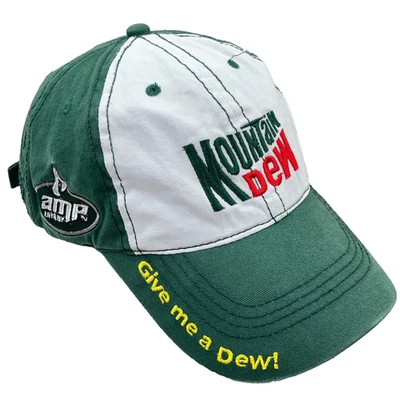 Dale Earnhardt Jr Hat Cap Strap Back Mountain Dew Green AMP Adjustable VTG Dad - Image 1 of 4