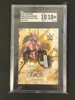 Apollo Crews 2018 Topps WWE Undisputed Auto Relic Gold /10 SGC 10/10 - Image 1 of 2