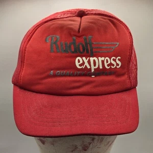 Old Vintage Snapback Hat Cap Red Advertising Trucker Farmer K Products Mesh Foam - Picture 1 of 12