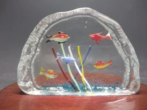 Murano Art Glass Aquarium w/ 5 Fish Fused Glass - Bild 1 von 12