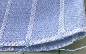 Blue hearts towel fabric large cut with stitch band - Picture 1 of 3