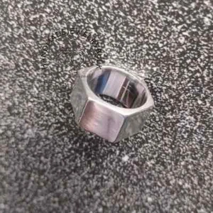 industrial Nut Ring Square Ring Woman 925 Sterling Silver Bolt Geometric Ring - Picture 1 of 12