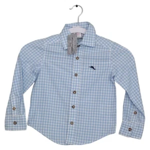 Tommy Bahama Shirt Boys Blue White Check Cotton Button Up Long Sleeve XS/4 -NWT - Picture 1 of 3