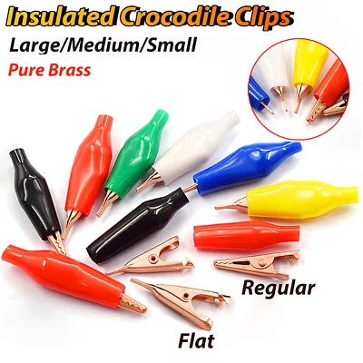 Regular/Flat Insulated Crocodile Clips Electrical Connectors Alligator Clamps - Image 1 of 4