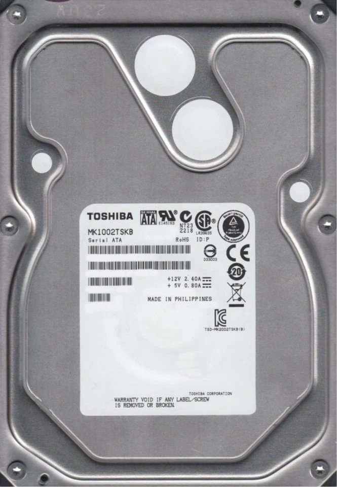 1 TB SATA Toshiba MK1002TSKB 7200rpm 64MB HDD 3.5 " Internal Festpatte New - Image 1 of 1