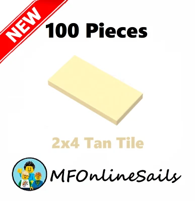 **NEW** 100x Genuine LEGO 2x4 TILES TILE - Tan- 87079 Bulk Smooth - Image 1 of 4