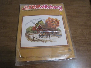 SUNSET STITCHERY NEW ENGLAND AUTUMN STITCH KIT - Picture 1 of 3