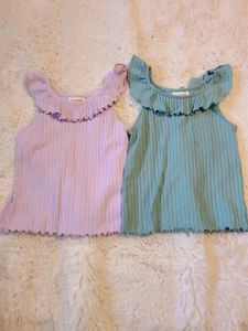 Cat And Jack Ruffle Tank Tops Lot Of 2 Size 5t Purple, Green  - Picture 1 of 3