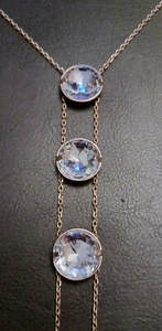 Swarovski Globe Crystal Necklace 18k Rose Gold Plated 3 Large Round Crystal - Picture 1 of 4