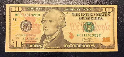 November 18th 1922 Birthday Anniversary Bill $10 US Dollars FRN. **L@@K**. - Image 1 of 2