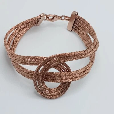 Pulsera QVC Vicenza Oro Rosa Vermeil Multi Textura Cadena Nudo Diseño 7" Foto 1 de 4