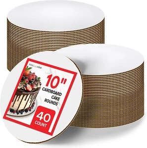 10 Inch Cardboard Cake Boards (40 Pack) - White round for Cakes, Pizza, and More - Picture 1 of 12