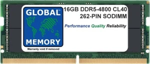 16GB DDR5 4800MHz PC5-38400 262-PIN SODIMM MEMORY RAM FOR LAPTOPS/NOTEBOOKS - Picture 1 of 1