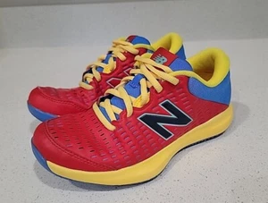 New Balance 696v4 Youth Pre-owned Red/Yellow/Blue Tennis Sneakers - sz. 4 - Picture 1 of 11