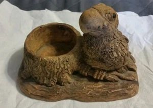 Vintage Wooden Handcarved Bird Figurine Candle Holder - Picture 1 of 10