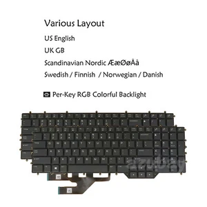 US UK Nordic Laptop Keyboard for DELL Alienware M17 R2/ R3, PerKey RGB Backlit - Picture 1 of 9