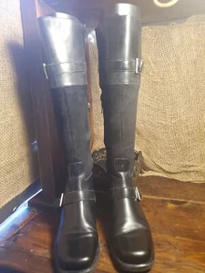 Worthington  Women's  Black  Leather /Suede Black Riding  Boots Size 7 M Brazil - Picture 1 of 23