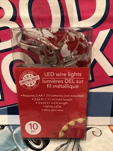 CHRISTMAS GNOME String WHITE LED Fairy LIGHTS 10 Lights 3 Feet ULTRA SLIM WIRE - Picture 1 of 5