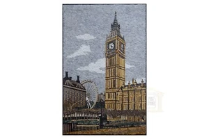 Big Ben Handarbeit Mosaik Kunst Bild Natursteinmosaik Deko, WallArt - Bild 1 von 1
