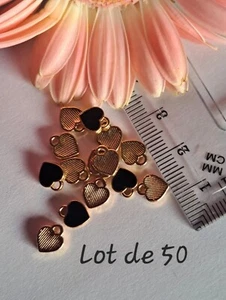 50er Set Mini Charms Herz schwarz, 0,6 x 0,8 cm, neu (A13) - Bild 1 von 1