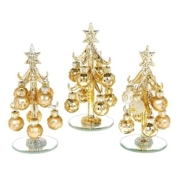 Gold Glass Christmas Tree Decorated With Baubles - Image 1 of 1