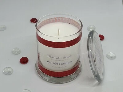 8 oz Red Hot Cinnamon "Red Ribbon"  Jar Candle by Melmade Scents - Image 1 of 2