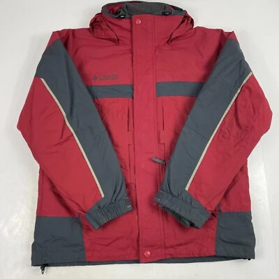 VINTAGE Columbia Jacket Mens Medium Red 3 in 1 Boulder Ridge Roll Hood Ski Camp - Image 1 of 4