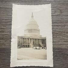 The Capitol Building Vintage Black And White Photo With Cars In The Background