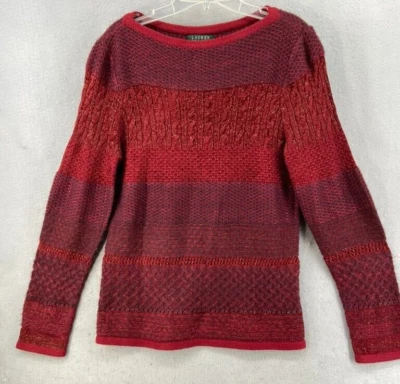 Suéter LAUREN Ralph Lauren Mujer XL Rojo Tejido Pullover Estampado Brillante Foto 1 de 4
