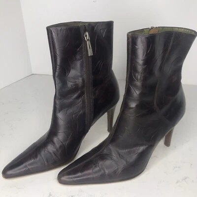 Valerie Stevens Womens 7M Brown Embossed Leather Mid-Calf Dress Work Boots  - Image 1 of 4