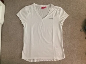 Women’s white short sleeve V neck Lagear T-shirt size UK 10 - Picture 1 of 6