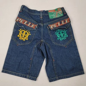 Pelle Pelle Jeans Shorts Kids Size 12 North Beach Aqua Racing World Grand Prix - Picture 1 of 12
