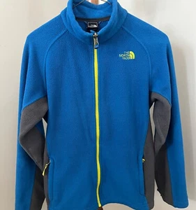 North Face Jacket Youth LG 14-16 Blue Yellow Full Zip up  Fleece Boys Coat Kids - Picture 1 of 8