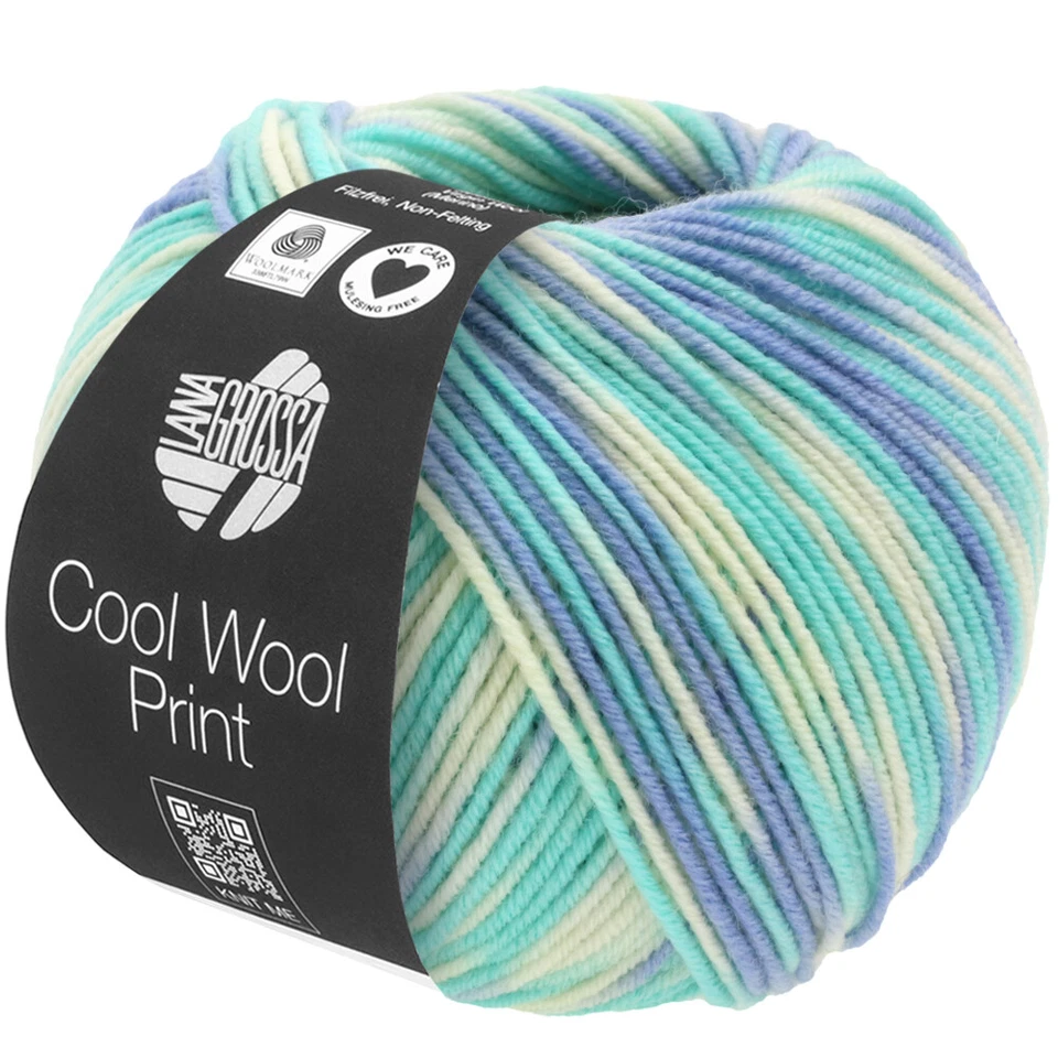 Lana Grossa wolle Cool Wool 2000 728 Himmelblau/türkis/natur