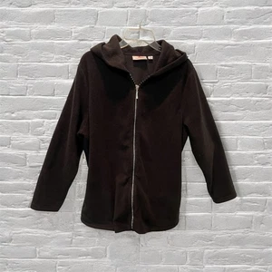 Quaker Factory Fleece Jacket With Rhinestone Zipper, Black, Large, A281000 - Picture 1 of 8