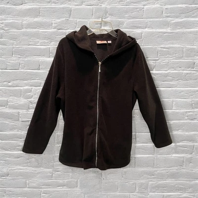 Quaker Factory Fleece Jacket With Rhinestone Zipper, Black, Large, A281000 - Image 1 of 4