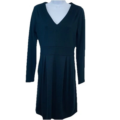Vestido Lands End Manga Larga XS Negro Bolsillos Hasta la Rodilla Estirado Clásico Oficina Foto 1 de 4