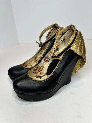 Miss L Fire / Anthropologie CORREA TOBILLERA Cuñas Dorado ALAS DE ÁNGEL 36 Foto 1 de 4