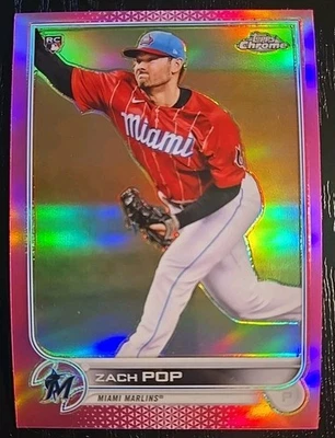 Zach Pop 2022 Topps Chrome #41 Pink Refractor (RC) Marlins Rookie - Image 1 of 2