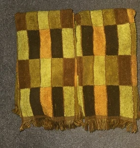 2 Vintage 70er Jahre SEARS GOLD BRAUN Orange Block Geometrisch Rechteck FRANSEN Handtücher - Bild 1 von 1
