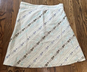 Sigrid Olsen 100 % Leinen beige bestickt Rock Damen 12 gefüttert Boho Fee gebraucht, in einwandfreiem Zustand - Bild 1 von 10